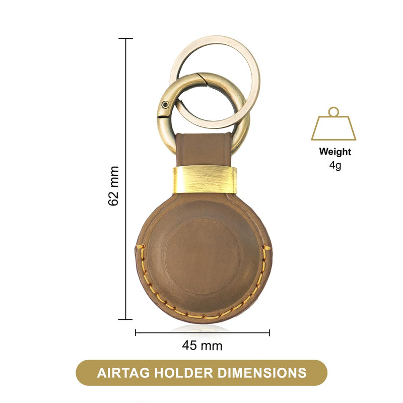 Sovereign - Gear - Brown Compass Embossed Leather Luggage Tag with Leather AirTag Holder Combo - Genuine Leathers Luggage Tag for Suitcases - Secure, Stylish & Durable Travel Accessory