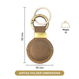 Sovereign - Gear - Brown Compass Embossed Leather Luggage Tag with Leather AirTag Holder Combo - Genuine Leathers Luggage Tag for Suitcases - Secure, Stylish & Durable Travel Accessory