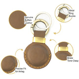 Sovereign - Gear - Brown Compass Embossed Leather Luggage Tag with Leather AirTag Holder Combo - Genuine Leathers Luggage Tag for Suitcases - Secure, Stylish & Durable Travel Accessory
