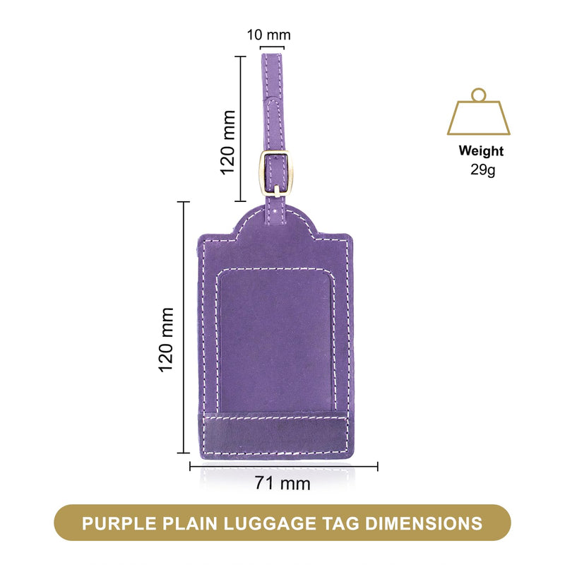 Sovereign - Gear - Two Purple Leather Luggage Tags - Luggage Identifier & Suitcase Name Tag, Suitcase Tags for Luggage, Stylish & Durable Travel Accessory