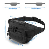 SOWHUP Tactical Fanny Pack,Military Waist Bag Pack with U.S Patch Utility Hip Belt Bumbag for Outdoor Fishing Hiking (Black(4 Zipper Pockets))