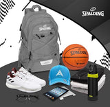 Spalding Basketball Backpack Sports Bag | Large Grey Backpack with Shoe and Ball Compartment | Use for Sport Accessories and Stuff | Basketball Gifts for Sports Players