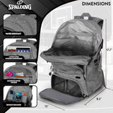 Spalding Basketball Backpack Sports Bag | Large Grey Backpack with Shoe and Ball Compartment | Use for Sport Accessories and Stuff | Basketball Gifts for Sports Players