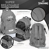 Spalding Basketball Backpack Sports Bag | Large Grey Backpack with Shoe and Ball Compartment | Use for Sport Accessories and Stuff | Basketball Gifts for Sports Players