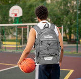 Spalding Basketball Backpack Sports Bag | Large Grey Backpack with Shoe and Ball Compartment | Use for Sport Accessories and Stuff | Basketball Gifts for Sports Players