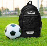 Spalding Soccer Backpack Sports Bag, Black Soccer Bag with Ball and Shoe Compartment, Use for Track Bags, Basketball Sport Ball Accessories & Stuff, Gifts for Sports Players