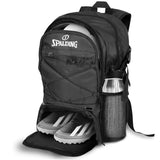 Spalding Soccer Backpack Sports Bag, Black Soccer Bag with Ball and Shoe Compartment, Use for Track Bags, Basketball Sport Ball Accessories & Stuff, Gifts for Sports Players