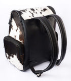 SpazeUp diaper bag - Cowhide Backpack Hair On Brown and White Knapsack Travel Shoulder Bag Dark Brown & White