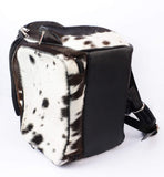 SpazeUp diaper bag - Cowhide Backpack Hair On Brown and White Knapsack Travel Shoulder Bag Dark Brown & White