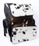 SpazeUp diaper bag - Cowhide Backpack Hair On Brown and White Knapsack Travel Shoulder Bag Dark Brown & White