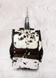 SpazeUp diaper bag - Cowhide Backpack Hair On Brown and White Knapsack Travel Shoulder Bag Dark Brown & White