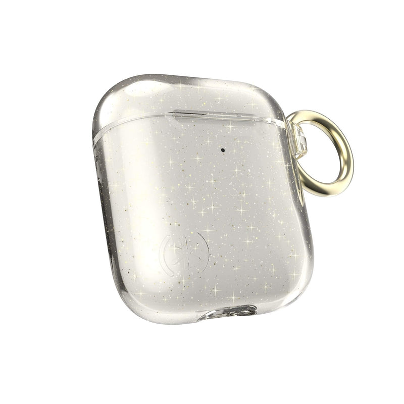 Speck Products Presidio Clear Airpods 2nd/1st Generation Case, Clear with Gold Glitter/Clear