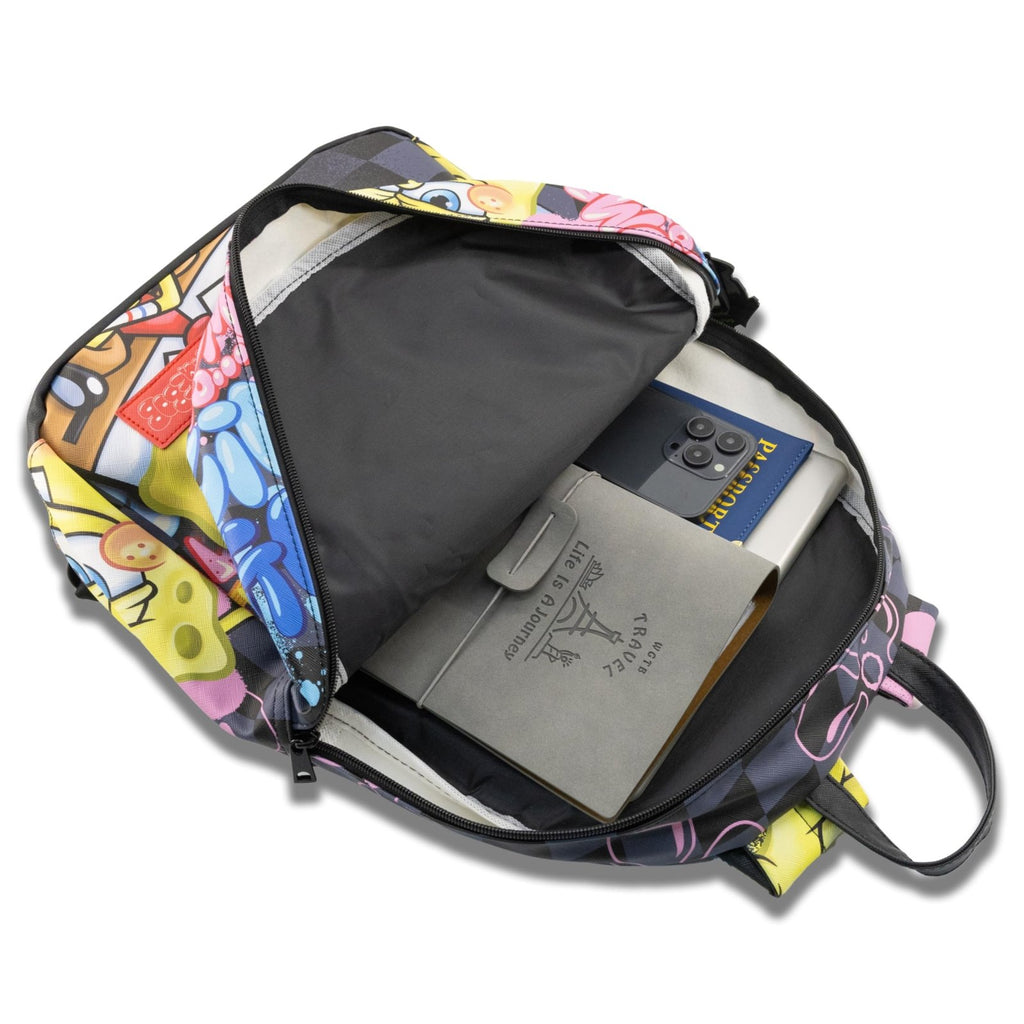SpongeBob SquarePants Backpack for Teens with Rubber Luggage Tag | 2 Piece SpongeBob Backpack Set for Boys, Girls, Unisex | SpongeBob School Backpack and Travel Essentials