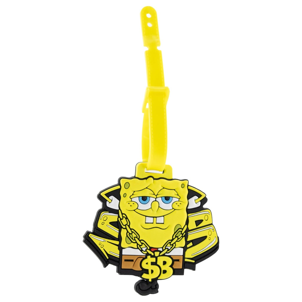 SpongeBob SquarePants Backpack for Teens with Rubber Luggage Tag | 2 Piece SpongeBob Backpack Set for Boys, Girls, Unisex | SpongeBob School Backpack and Travel Essentials