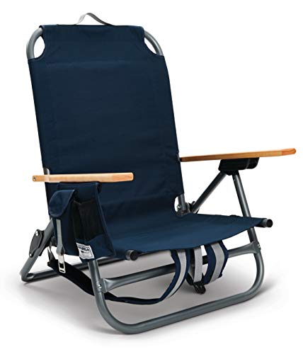 Sport-Brella SunSoul Folding Light-Weight Backpack Beach Chair,Cup Holders|Arm Rest|Foldable, Aluminum, Navy | Backpacks4Less