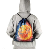 Sports Basketball Unisex Drawstring Backpack Bag Sport Gym Travel Sackpack