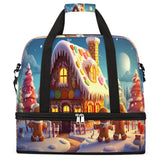 Sports Gym Bag Christmas Cookies Igloo Large Travel Duffel Bag With Shoe Compartment Foldable Waterproof Carry-On Weekend Travel Bags for Camping Overnight Yoga Hospital Travel Bags