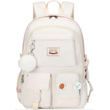 Spotted Tiger School Backpack for Girls Backpack with Lunch Box Anime Bookbag Set School Bag Kawaii Backpacks for Girls Teens (White)