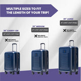 Spyder Rails Expandable Hardside Upright Suitcase with 360° Spinner Wheels, TSA Approved Lock (Navy, Large Checked)