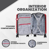 Spyder Rails Expandable Hardside Upright Suitcase with 360° Spinner Wheels, TSA Approved Lock (Red, Large Checked)