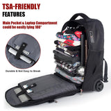star cloud 21x14x9 Rolling Backpack with Wheels - Water - Resistant, 17.3" Laptop Compartment, Ideal Carry - On for Overnight Travel, College, Work - Wheeled Business Backpack for Adults