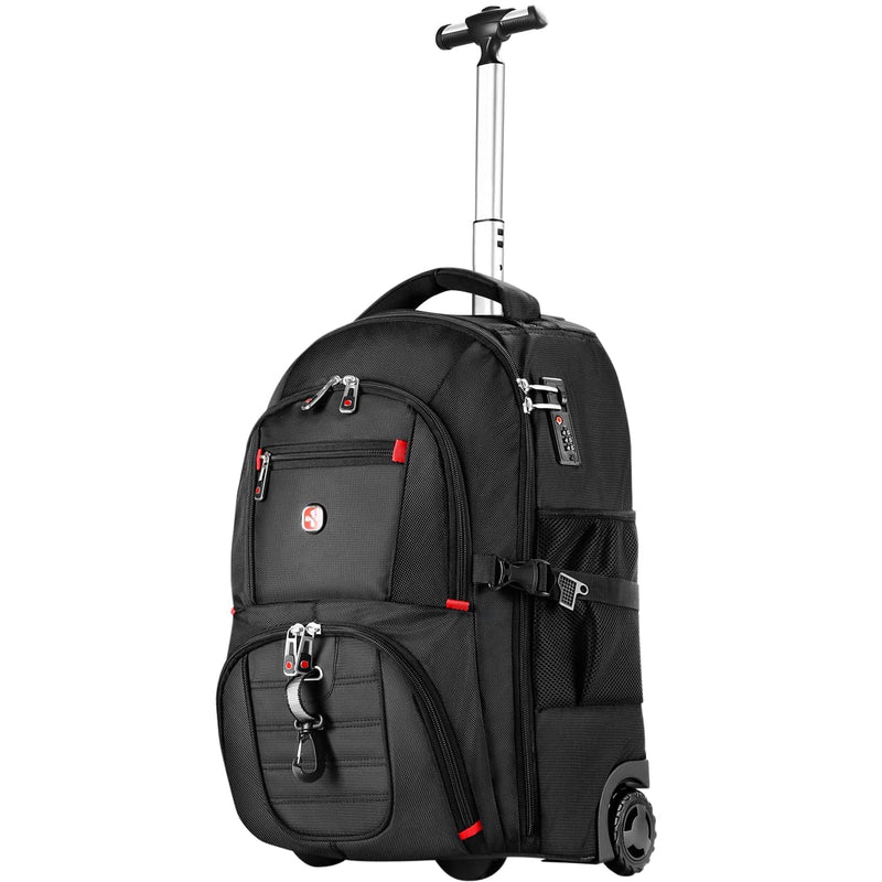 star cloud 21x14x9 Rolling Backpack with Wheels - Water - Resistant, 17.3" Laptop Compartment, Ideal Carry - On for Overnight Travel, College, Work - Wheeled Business Backpack for Adults