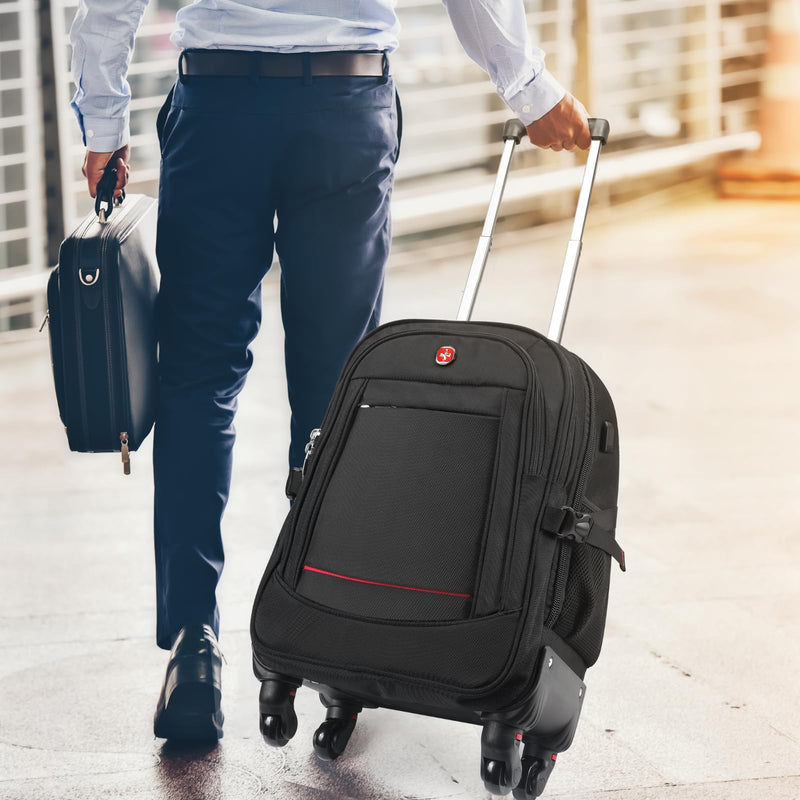 star cloud 4 - Wheel Rolling Backpack 45L (22x14x9 in): 17.3 - Inch Roller Travel Laptop Backpack for Business, Water - Resistant Carry - On Luggage, Airline Approved Suitcase for Travel and Commuting
