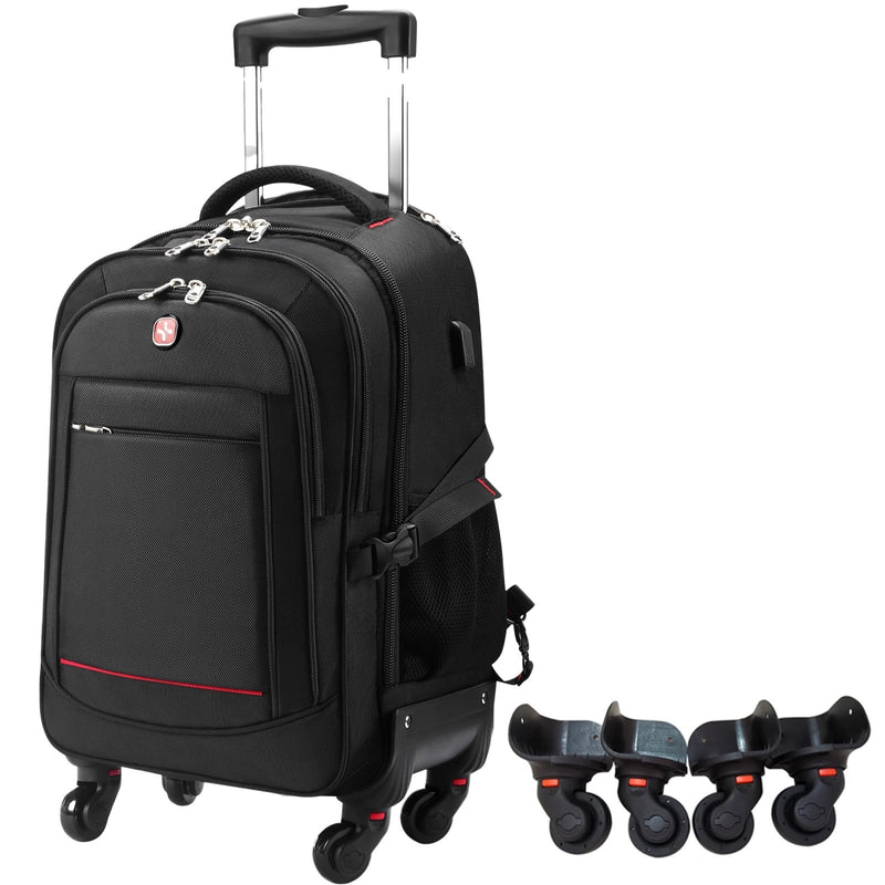 star cloud 45L Rolling Backpack for 17.3" Laptop - 22x14x9", Water - Resistant Luggage with 4 Extra Wheels, Roller Travel Laptop Backpack for Business, Wheeled Backpack for Travel and Commuting