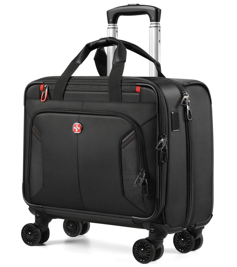 star cloud Rigid Frame Roling Laptop Bag on Wheels, Rolling Briefcase with USB & Type - C Charging Port,Water Resistant Rolling Computer Bag for 17.3 Inch Laptop, Work Travel and Business