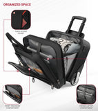 star cloud Rigid Frame Rolling Laptop Bag 18"×14"×8", Water - Resistant Rolling Briefcase with Wheels, Business Travel Computer Bag, Underseat Carry on Luggage for Men & Women