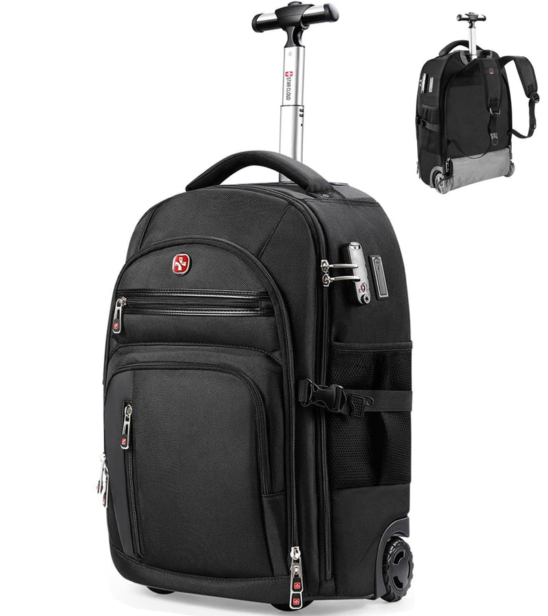 star cloud Rolling Backpack with Wheels, USB & Type - C Charging Ports, 21x14x9, Water - Resistant, 17.3" Laptop Compartment, EVA Material,Wheeled Business Backpack for Travel, Work, College