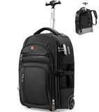 star cloud Rolling Backpack with Wheels, USB & Type-C Charging Ports, 21x14x9, Water-Resistant, 17.3