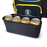 STAR FRAME Bandido Disc Golf Bag With Cooler | 30+ Disc Frisbee Golf Backpack | 4-Can Insulated Cooler | Light Durable Black & Yellow Men Women Disc Golf Bag | Huge Storage & Retriever Holder