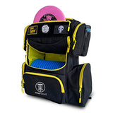 STAR FRAME Bandido Disc Golf Bag With Cooler | 30+ Disc Frisbee Golf Backpack | 4-Can Insulated Cooler | Light Durable Black & Yellow Men Women Disc Golf Bag | Huge Storage & Retriever Holder