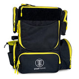 STAR FRAME Bandido Disc Golf Bag With Cooler | 30+ Disc Frisbee Golf Backpack | 4-Can Insulated Cooler | Light Durable Black & Yellow Men Women Disc Golf Bag | Huge Storage & Retriever Holder