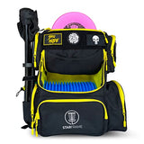 STAR FRAME Bandido Disc Golf Bag With Cooler | 30+ Disc Frisbee Golf Backpack | 4-Can Insulated Cooler | Light Durable Black & Yellow | Backpacks4Less