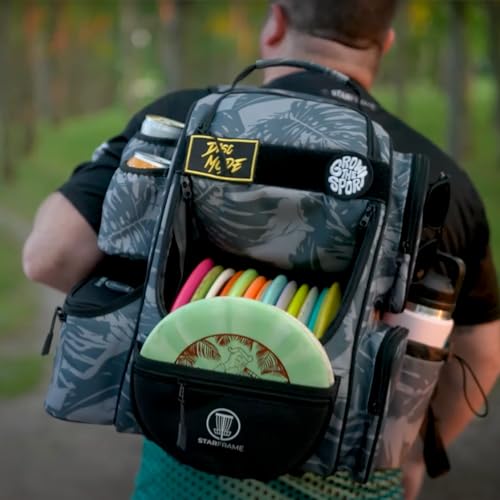 STAR FRAME Beast Disc Golf Bag With Cooler | 25+ Disc Frisbee Golf Backpack | 3-Can Insulated Cooler | Light Durable Gray Men Women Disc Golf Bag | Huge Storage & 12oz Can Holders