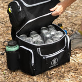 STAR FRAME Brick 3.0 Disc Golf Bag With Cooler | Large Insulated Built-in Cooler with 24-Can Capacity | 16-Disc Frisbee Golf Backpack | Light Durable Black Disc Golf Bag | Huge Storage & Putter Pocket