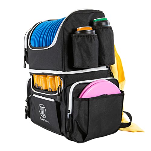STAR FRAME Brick 3.0 Disc Golf Bag With Cooler | Large Insulated Built-in Cooler with 24-Can Capacity | 16-Disc Frisbee Golf Backpack | Light Durable Black Disc Golf Bag | Huge Storage & Putter Pocket