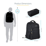StarTech.com Unisex Backpack Ergonomic Computer Bag with Removable Accessory Case - Laptop/Tablet Pockets - Nylon, Black, 15.6" Professional IT Tech Work/Travel/Commute (NTBKBAG156)