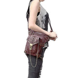 Steampunk Crossbody Shoulder Bag Messenger Gothic Waist Fanny Pack Chain Drop Leg Hip Holster Belt Purse Pouch
