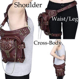 Steampunk Crossbody Shoulder Bag Messenger Gothic Waist Fanny Pack Chain Drop Leg Hip Holster Belt Purse Pouch