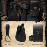 Steampunk Fashion Waist Bag Fanny Pack Belt Pouch Phone Purse Festival Medieval Renaissance Costume Retro Cosplay Accessory (2P - Black)