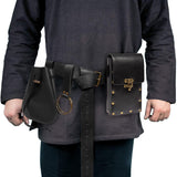 Steampunk Fashion Waist Bag Fanny Pack Belt Pouch Phone Purse Festival Medieval Renaissance Costume Retro Cosplay Accessory (2P - Black)