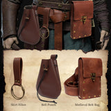 Steampunk Fashion Waist Bag Fanny Pack Belt Pouch Phone Purse Festival Medieval Renaissance Costume Retro Cosplay Accessory (2P - Brown)