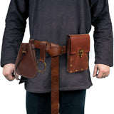 Steampunk Fashion Waist Bag Fanny Pack Belt Pouch Phone Purse Festival Medieval Renaissance Costume Retro Cosplay Accessory (2P - Brown)