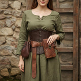 Steampunk Fashion Waist Bag Fanny Pack Belt Pouch Phone Purse Festival Medieval Renaissance Costume Retro Cosplay Accessory (2P - Brown)