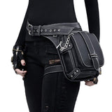 Steampunk Waist Bag Fanny Pack Fashion Gothic Leather Shoulder Crossbody Messenger Bags Thigh Leg Hip Holster Purse Travel Pouch Hiking Sport Chain Bags for Women Men