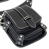 Steampunk Waist Bag Fanny Pack Fashion Gothic Leather Shoulder Crossbody Messenger Bags Thigh Leg Hip Holster Purse Travel Pouch Hiking Sport Chain Bags for Women Men