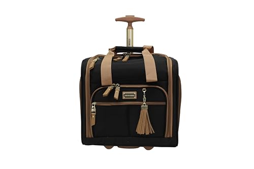 steve madden Designer 15 Inch Carry on Suitcase- Small Weekender Overnight Business Travel Luggage- Lightweight 2- Rolling Spinner Wheels Under Seat Bag for Women (Harlo Black) | Backpacks4Less